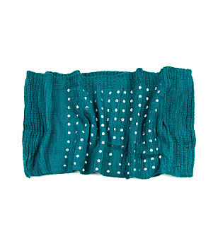 Синьо-зелен дамски шал със сребриста декорация снимка