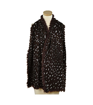 Тъмнокафяв дамски шал с леопардов принт снимка