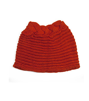 Червен дамски кръгъл шал с плетеница Merlina снимка