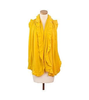 Жълт дамски шал с къдрички снимка