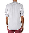 Бяла мъжка памучна риза с принт в сиво-1 снимка