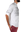 Бяла мъжка памучна риза с принт в сиво-2 снимка