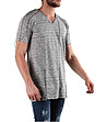 Памучна мъжка тениска в сив меланж-2 снимка