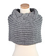 Сив дамски кръгъл шал с плетеница-1 снимка