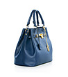 Дамска синя кожена чанта с катинарче Aura-2 снимка