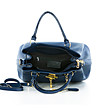 Дамска синя кожена чанта с катинарче Aura-3 снимка