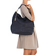 Дамска кожена чанта в синьо Berta-4 снимка