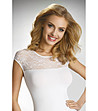Бяла памучна блуза без ръкави и с дантела Paulina-0 снимка