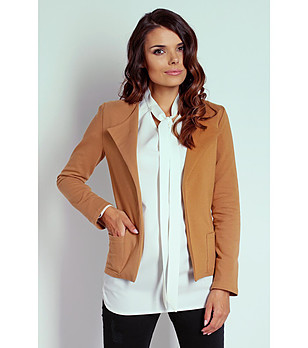 Дамско памучно сако в цвят камел Shade снимка