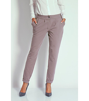 Дамски памучен панталон в сив нюанс снимка