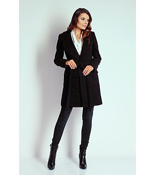 Черно дамско палто с вълна Alisa снимка