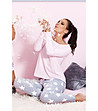 Дамска памучна пижама в бледорозово и сиво-0 снимка