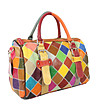 Многоцветна кожена чанта с ромбовидни мотиви Demi-2 снимка