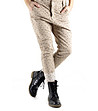 Бежов дамски памучен панталон с принт-3 снимка