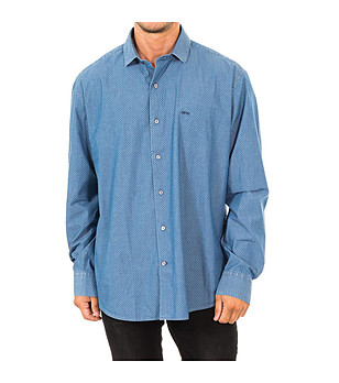 Мъжка памучна риза в син деним на точки снимка