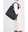Синя кожена дамска чанта Adela-4 снимка