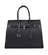 Черна дамска кожена чанта с катинарче-0 снимка