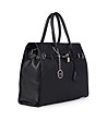 Черна дамска кожена чанта с катинарче-2 снимка