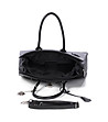 Черна дамска кожена чанта с катинарче-3 снимка