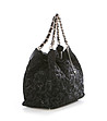 Черна дамска кожена чанта с верижки-1 снимка