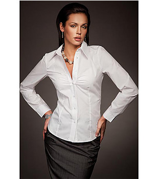 Елегантна дамска бяла риза с памук Astra снимка