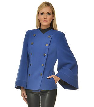 Синьо памучно дамско палто снимка