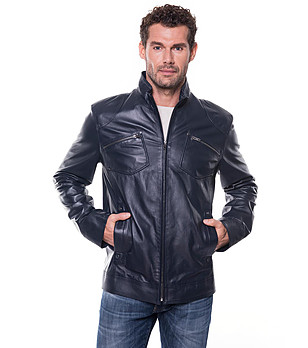 Тъмносиньо мъжко яке с джобове Markos снимка