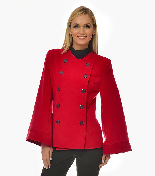 Късо дамско червено палто снимка