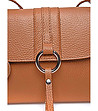 Дамска кожена чанта за рамо в цвят коняк Bianca-3 снимка