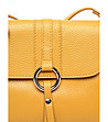 Дамска кожена чанта за рамо в цвят горчица Bianca-3 снимка
