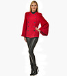 Късо дамско червено палто-4 снимка