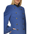 Синьо памучно дамско палто-3 снимка