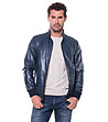 Мъжко кожено яке в синьо  Bruno-3 снимка