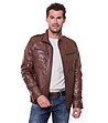 Кафяво мъжко яке с джобове Luis-3 снимка