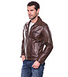 Мъжко кафяво кожено яке Aston-2 снимка