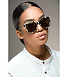Дамски слънчеви очила в цвят хавана в бяло и черно-0 снимка