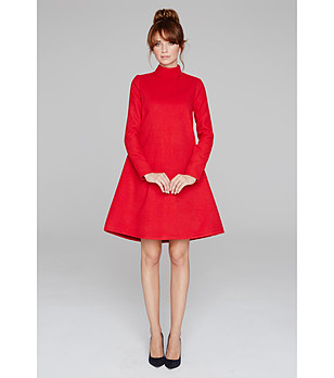 Червена разкроена рокля Alison снимка
