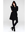 Черно дамско палто с вълна-2 снимка