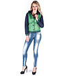 Дамско късо яке в зелено и тъмносиньо-2 снимка