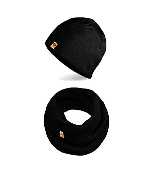 Мъжки комплект от шал и шапка в черно снимка