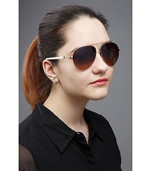 Златисти дамски слънчеви очила с кафяви лещи снимка