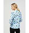 Дамско сако в бяло и синьо с флорален принт-1 снимка