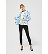 Дамско сако в бяло и синьо с флорален принт-4 снимка