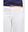 Бял дамски памучен панталон с колан Roxana-3 снимка