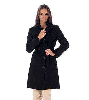 Дамско памучно черно палто снимка