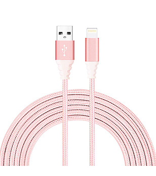 Розов USB Lightning кабел за iPhone дължина 2м снимка