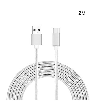 Сребрист кабел USB type C дължина 2м снимка