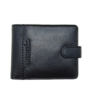 Мъжки кожен портфейл в черно с лого снимка