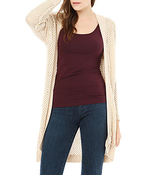 Бежова дамска памучна жилетка  снимка