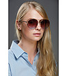 Златисти дамски слънчеви очила със сини лещи-0 снимка